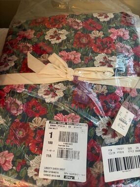J. Crew Floral Sheet Set in Red, Pink, Green, White